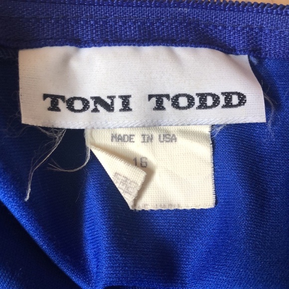 Vintage 80s Royal Blue Belted Dress Size 16 - Picture 4 of 5